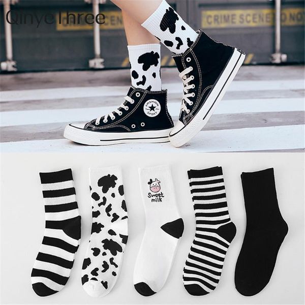 socks & hosiery cow printed sock lovely harajuku japanese style cotton women striped solid breathable casual cartoon white black, Black;white 
socks & hosiery cow printed sock lovely harajuku japanese style cotton women striped solid breathable casual cartoon white black, Black;white