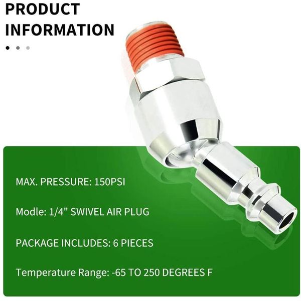 watering equipments 1/4 inch swivel air plug, 6-pack industrial coupler and 1/4-inch npt male thread, hose fittings
watering equipments 1/4 inch swivel air plug, 6-pack industrial coupler and 1/4-inch npt male thread, hose fittings