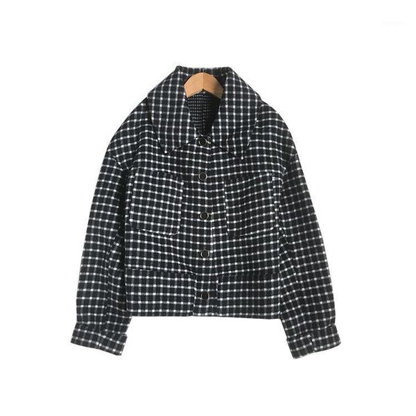 women's wool & blends plaid double-sided tweed coat short 2021 autumn winter dress loose square neck long sleeve, Black
women's wool & blends plaid double-sided tweed coat short 2021 autumn winter dress loose square neck long sleeve, Black