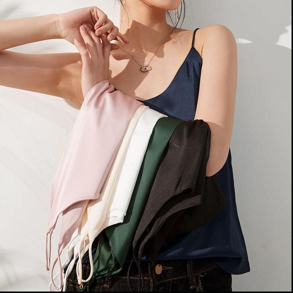 crop womens tank women silk summer basic cami sleeveless satin camisole, White
crop womens tank women silk summer basic cami sleeveless satin camisole, White