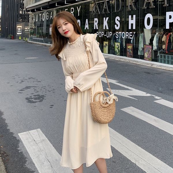 dress korean spring up french thin long elastic waistline solid to-line dressed elegant ladies'dresses, Black;gray
dress korean spring up french thin long elastic waistline solid to-line dressed elegant ladies'dresses, Black;gray