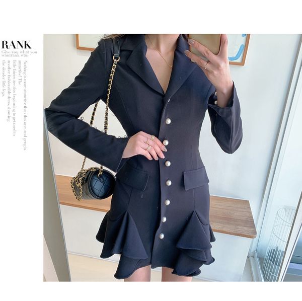 casual dresses elegant women korean ol work fashion notched collar single breasted office ruffles yka6, Black;gray
casual dresses elegant women korean ol work fashion notched collar single breasted office ruffles yka6, Black;gray