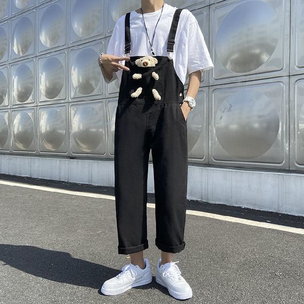 men's jeans privathinker - male and female liitle bear jeans, loose straight pants with shoulder straps, korean style, Blue
men's jeans privathinker - male and female liitle bear jeans, loose straight pants with shoulder straps, korean style, Blue