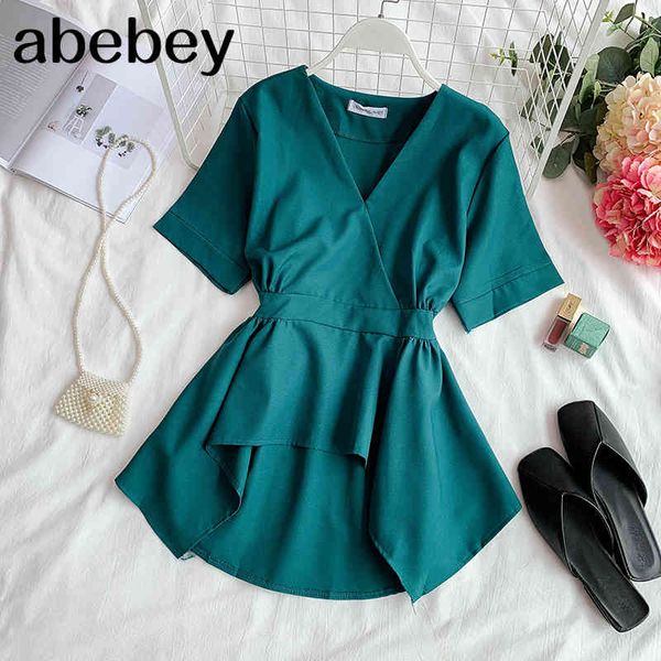 summer women's shirt korean fashion solid color v-neck short sleeve ruffled womens and blouses gd471 210512, White
summer women's shirt korean fashion solid color v-neck short sleeve ruffled womens and blouses gd471 210512, White