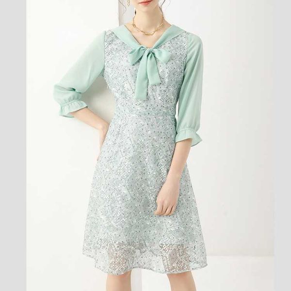 runway designer women bow tie chiffon patchwork lace party dress female summer elegant sweet high waist vintage midi 210526, Black;gray
runway designer women bow tie chiffon patchwork lace party dress female summer elegant sweet high waist vintage midi 210526, Black;gray