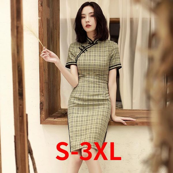 cheongsam dress slim plaid vintage cotton for woman split bodycon women dresses plus size summer 2021 ethnic clothing, Red
cheongsam dress slim plaid vintage cotton for woman split bodycon women dresses plus size summer 2021 ethnic clothing, Red
