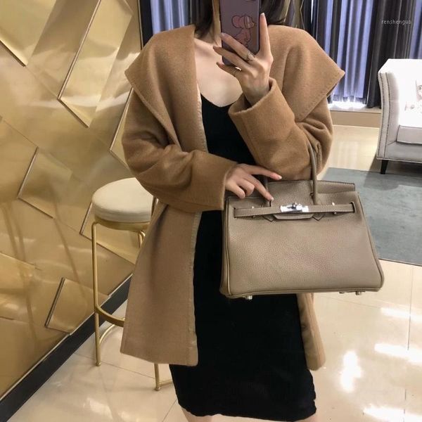 women's wool & blends double-faced cashmere coat m logo hooded lace-up slim-fit short femal alpaka plaszcz fur, Black
women's wool & blends double-faced cashmere coat m logo hooded lace-up slim-fit short femal alpaka plaszcz fur, Black