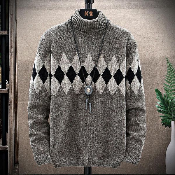 men's sweaters 2021 men's turtleneck rhombus jacquard sweater winter warm thick, White;black
men's sweaters 2021 men's turtleneck rhombus jacquard sweater winter warm thick, White;black