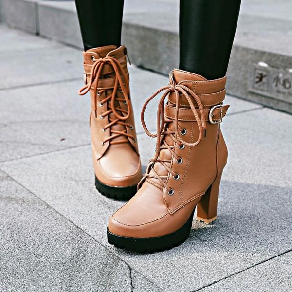 high heels women ankle boots lace up fall winter platform ladies large size fashion shoes white black brown
high heels women ankle boots lace up fall winter platform ladies large size fashion shoes white black brown