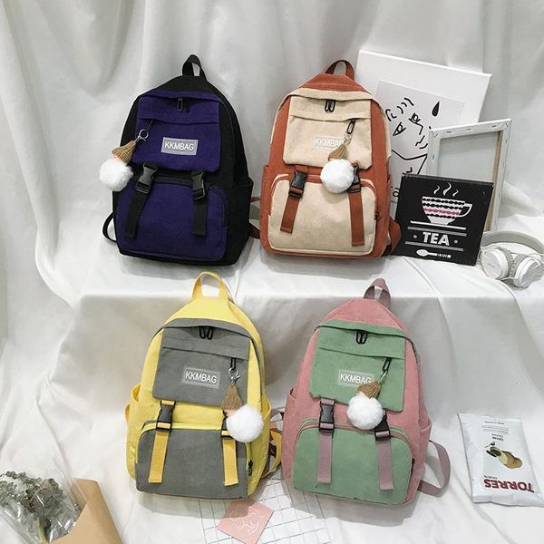 backpack college style plush ribbon small pocket cover sweet girl student schoolbag simple color matching
backpack college style plush ribbon small pocket cover sweet girl student schoolbag simple color matching