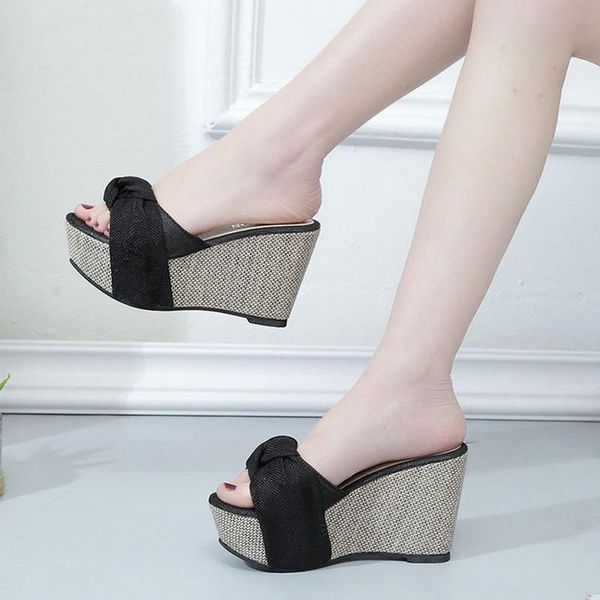 sweet bows women sandals wedges increases slippers summer high heels lady casual peep toe sandalias holiday beach shoe, Black
sweet bows women sandals wedges increases slippers summer high heels lady casual peep toe sandalias holiday beach shoe, Black