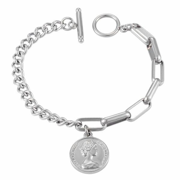 charm bracelets stainless steel bracelet queen head round medal commemorative coin pendant men and women jewelry, Golden;silver
charm bracelets stainless steel bracelet queen head round medal commemorative coin pendant men and women jewelry, Golden;silver