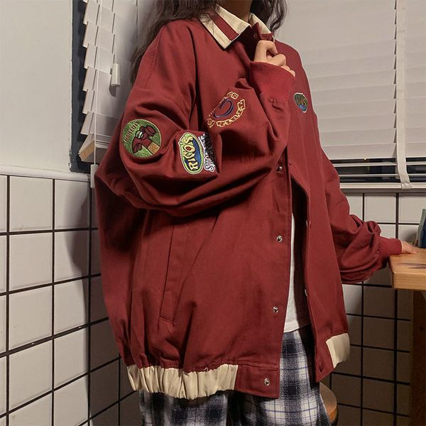 women's jackets jaqueta vintage de bloqueio cor feminina, uniforme beisebol casaco outono inverno bordado hip hop rock casual solto cas, Black;brown
women's jackets jaqueta vintage de bloqueio cor feminina, uniforme beisebol casaco outono inverno bordado hip hop rock casual solto cas, Black;brown