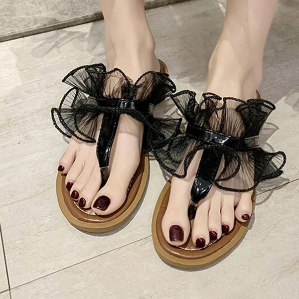 women's sandals slippers lace clip toe summer ladies flat flip-flops female elegant solid sewing outdoor party footwear 2021, Black
women's sandals slippers lace clip toe summer ladies flat flip-flops female elegant solid sewing outdoor party footwear 2021, Black