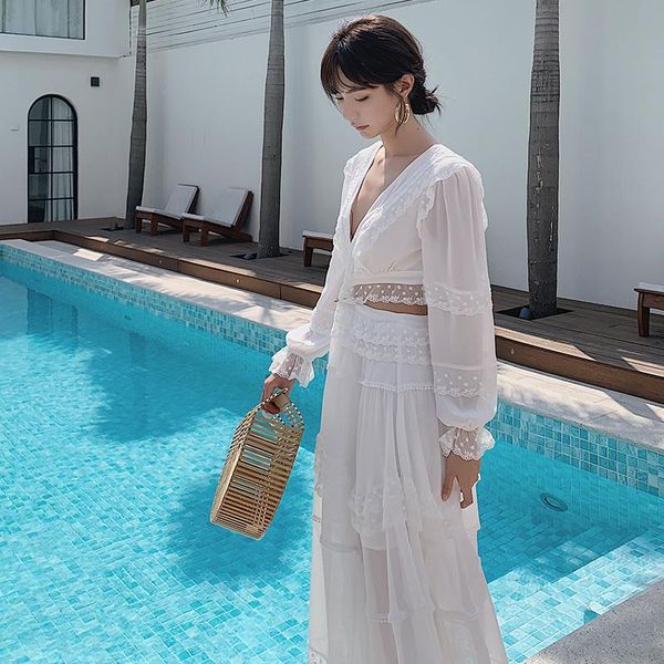 casual dresses women summer dress chiffon long sleeve hollow out bandage back ruched white fairy ladies fashion beach holiday, Black;gray
casual dresses women summer dress chiffon long sleeve hollow out bandage back ruched white fairy ladies fashion beach holiday, Black;gray