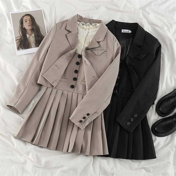 college style short suit jacket female spring and autumn all-match jk uniform retro three-piece long-sleeved 211106, White
college style short suit jacket female spring and autumn all-match jk uniform retro three-piece long-sleeved 211106, White