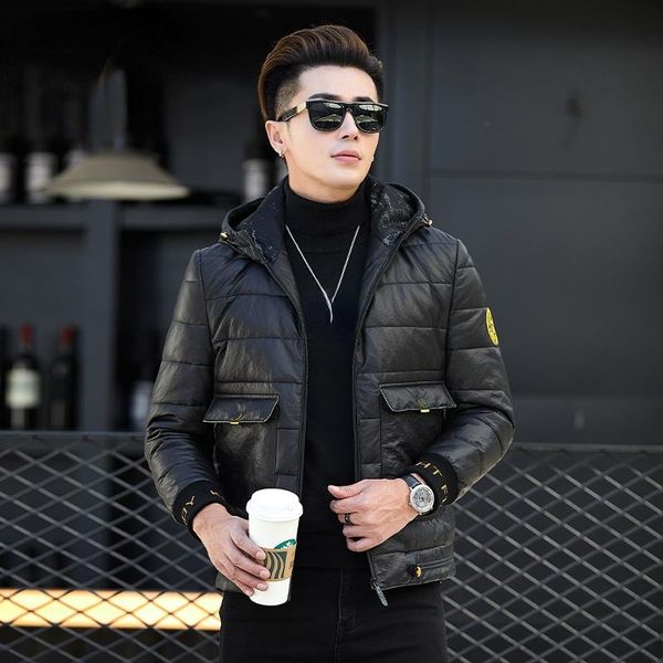 men's leather & faux 2021 hooded white duck down jackets male 100% genuine sheepskin coat winter fashion casual clothing abrigo hombre, Black
men's leather & faux 2021 hooded white duck down jackets male 100% genuine sheepskin coat winter fashion casual clothing abrigo hombre, Black
