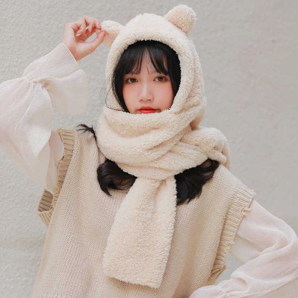johnature 2021 winter new korean bear cute warm lambwool hat scarf earflaps 7 colors all match women scarf q0828, Blue;gray
johnature 2021 winter new korean bear cute warm lambwool hat scarf earflaps 7 colors all match women scarf q0828, Blue;gray