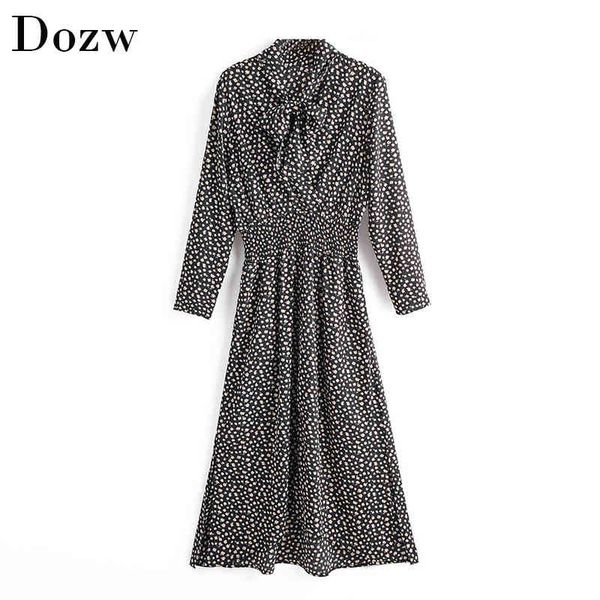 women long floral print elegant dresses bow tie collar vintage long sleeve dress casual elastic waist side split dress 210414, Black;gray
women long floral print elegant dresses bow tie collar vintage long sleeve dress casual elastic waist side split dress 210414, Black;gray