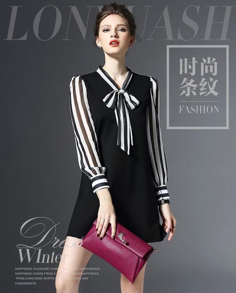 casual dresses women elegant dress 2021 summer chiffon long sleeve v neck shirt striped patchwork ol style office work, Black;gray
casual dresses women elegant dress 2021 summer chiffon long sleeve v neck shirt striped patchwork ol style office work, Black;gray