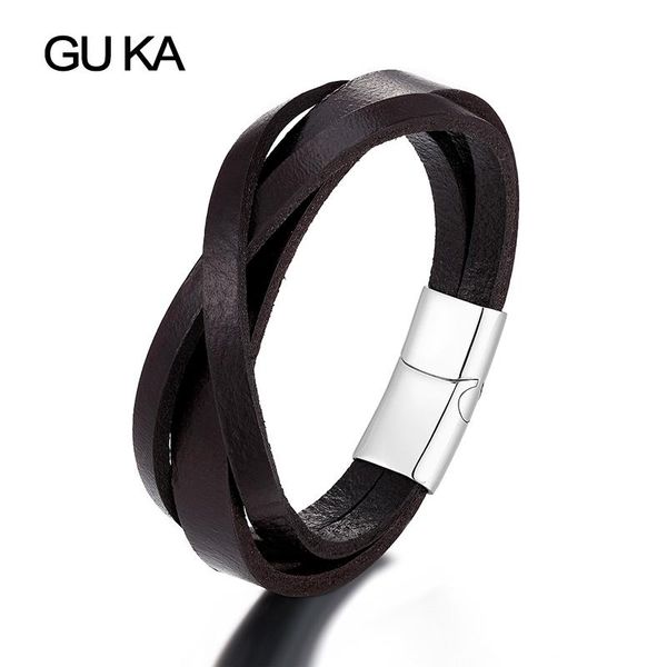 men's leather bracelet stainless steel retro handmade magnet clasp bracelets on hand wristband rock men accessories gift for man charm, Golden;silver
men's leather bracelet stainless steel retro handmade magnet clasp bracelets on hand wristband rock men accessories gift for man charm, Golden;silver