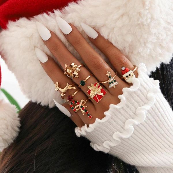 children christmas tree ornaments cartoon napkin ring snowman elk candy cane rings set for women year party jewelry gift cluster, Golden;silver
children christmas tree ornaments cartoon napkin ring snowman elk candy cane rings set for women year party jewelry gift cluster, Golden;silver