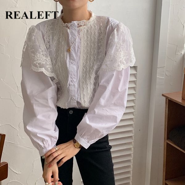 spring lace crochet women's shirts female blouse long sleeve stand collar korean ol style women elegant blouses 210428, White
spring lace crochet women's shirts female blouse long sleeve stand collar korean ol style women elegant blouses 210428, White