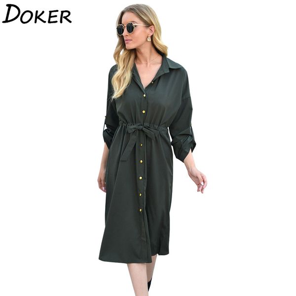 women casual dress autumn fashion turn-down collar long sleeve office ladies elegant party dresses plus size midi shirt dress 210423, Black;gray
women casual dress autumn fashion turn-down collar long sleeve office ladies elegant party dresses plus size midi shirt dress 210423, Black;gray