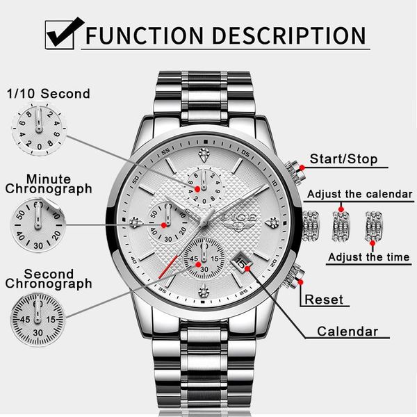 wristwatches lige mens watches chronograph fashion watch men business waterproof full steel quartz clock relogio masculino, Slivery;brown
wristwatches lige mens watches chronograph fashion watch men business waterproof full steel quartz clock relogio masculino, Slivery;brown