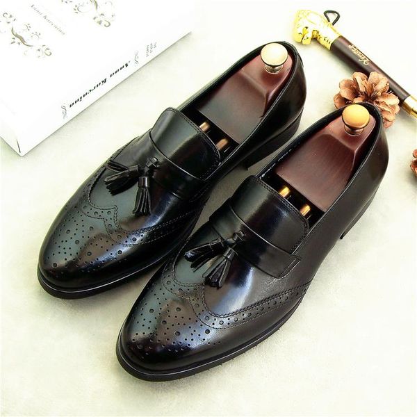 dress shoes tassels men genuine leather oxfords carved man wedding borgues 2021 spring slip on runway single, Black
dress shoes tassels men genuine leather oxfords carved man wedding borgues 2021 spring slip on runway single, Black