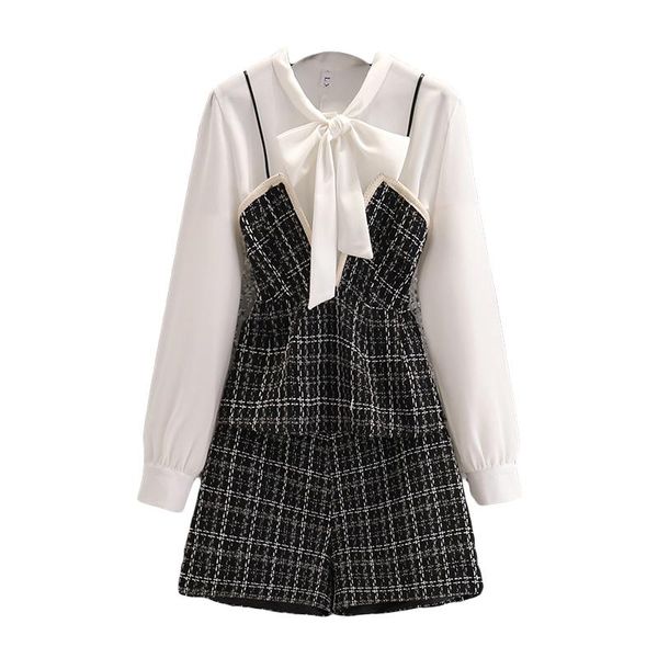 women's tracksuits plus size set autumn winter tweed shorts three piece french vintage bow collar long sleeve blouse+vest+shorts korean, Gray
women's tracksuits plus size set autumn winter tweed shorts three piece french vintage bow collar long sleeve blouse+vest+shorts korean, Gray