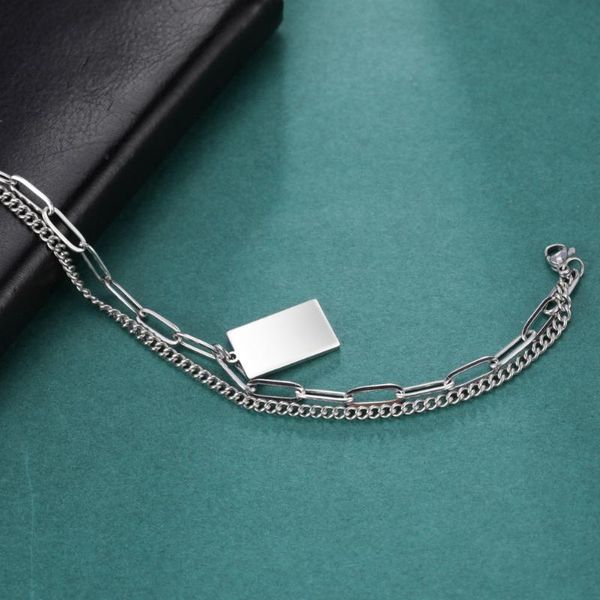 link, chain lucktune rectangle pendant bracelet for women men stainless steel double layer bracelets charm party jewelry gifts, Black
link, chain lucktune rectangle pendant bracelet for women men stainless steel double layer bracelets charm party jewelry gifts, Black