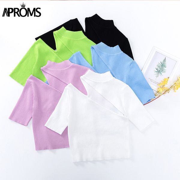 aproms candy color high neck ribbed knitted t-shirt women short sleeve strench tshirt ladies streetwear white crop 2021
aproms candy color high neck ribbed knitted t-shirt women short sleeve strench tshirt ladies streetwear white crop 2021
