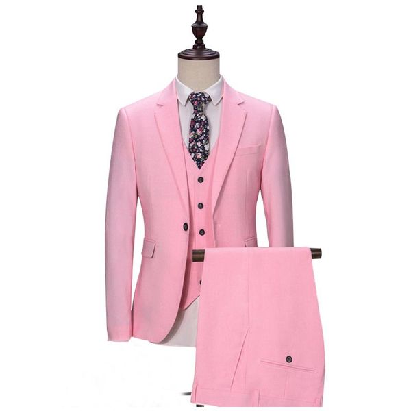men's suits & blazers 3 pieces pink men male fashion jacket vest with pants notched lapel casual wedding tuxedo for groomsmen 2021, White;black
men's suits & blazers 3 pieces pink men male fashion jacket vest with pants notched lapel casual wedding tuxedo for groomsmen 2021, White;black
