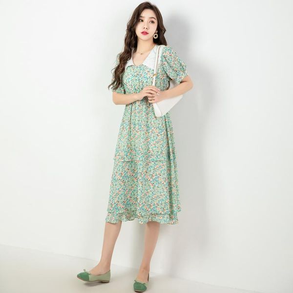 pregnant women large size ladies' dress beautiful floral green orange printing maternity chiffon turn-down collar dresses, White
pregnant women large size ladies' dress beautiful floral green orange printing maternity chiffon turn-down collar dresses, White