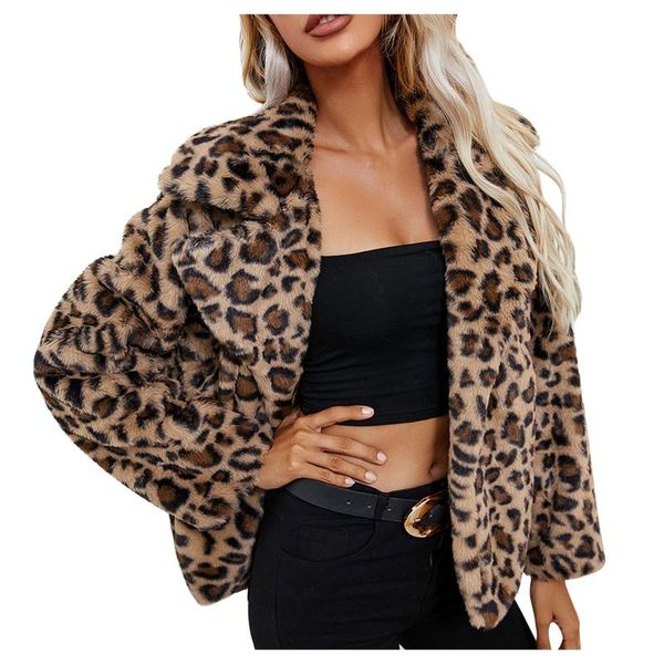 women's fur & faux leopard printed women's thick warm plush western style coat lapel fashion vintage casual loose female clothes, Black
women's fur & faux leopard printed women's thick warm plush western style coat lapel fashion vintage casual loose female clothes, Black
