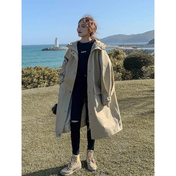 women's trench coats 2021 autumn korean loose windbreaker coat middle and long knee style british, Tan;black
women's trench coats 2021 autumn korean loose windbreaker coat middle and long knee style british, Tan;black