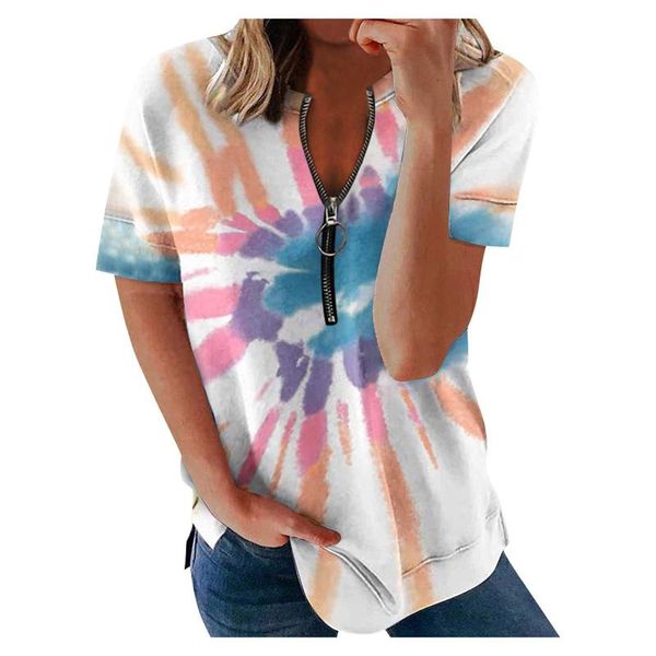 women's blouses & shirts 40# contrast color print blouse women zipper v neck with short sleeve harajuku elegant plus size clothing, White
women's blouses & shirts 40# contrast color print blouse women zipper v neck with short sleeve harajuku elegant plus size clothing, White