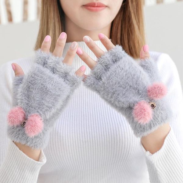 five fingers gloves plush women flip half-finger cartoon warm mittens thicken short girls fingerless touch screen, Blue;gray
five fingers gloves plush women flip half-finger cartoon warm mittens thicken short girls fingerless touch screen, Blue;gray
