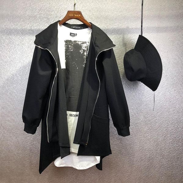 men's trench coats casual loose hooded thin windbreaker personality asymmetry short front and long rear design urban youth coat, Tan;black
men's trench coats casual loose hooded thin windbreaker personality asymmetry short front and long rear design urban youth coat, Tan;black