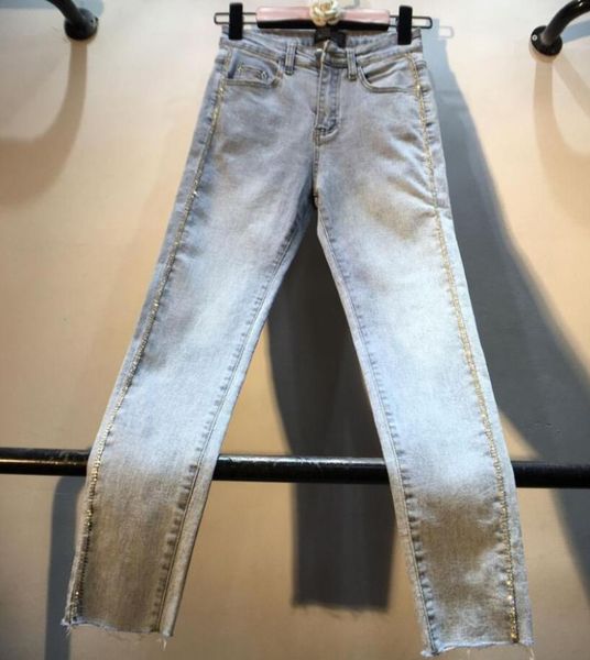 women's jeans 2021 spring fashion heavy industry side diamond women high waist slim stretch feet denim pants q667, Blue
women's jeans 2021 spring fashion heavy industry side diamond women high waist slim stretch feet denim pants q667, Blue