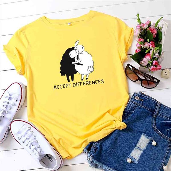 accept differences letter print harajuku women tshirts hugging white sheep black sheep graphic summer vintage oversized t-shirt 210330
accept differences letter print harajuku women tshirts hugging white sheep black sheep graphic summer vintage oversized t-shirt 210330