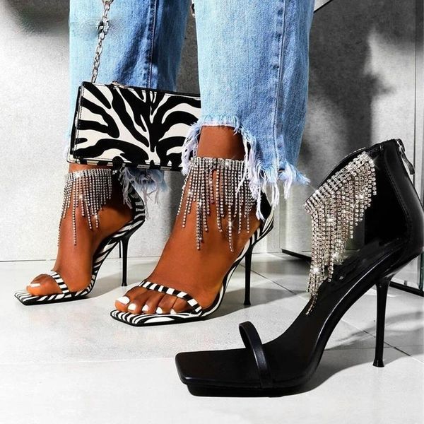 sandals yeeloca fashion zebra pattern rhinestone fringe women zipper thin high heel square toe 2021 summer party shoes, Black
sandals yeeloca fashion zebra pattern rhinestone fringe women zipper thin high heel square toe 2021 summer party shoes, Black