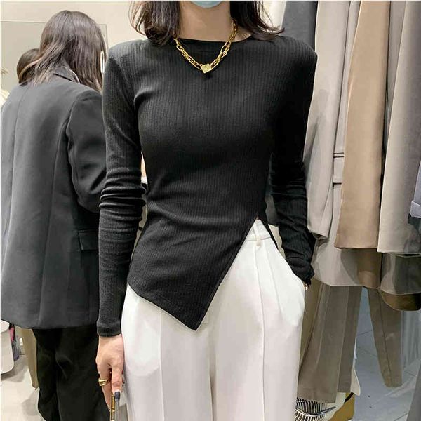 women's sweaters autumn side split thin slim slimming round neck long-sleeved bodycon alternative pullover sweater women cloth, White;black
women's sweaters autumn side split thin slim slimming round neck long-sleeved bodycon alternative pullover sweater women cloth, White;black