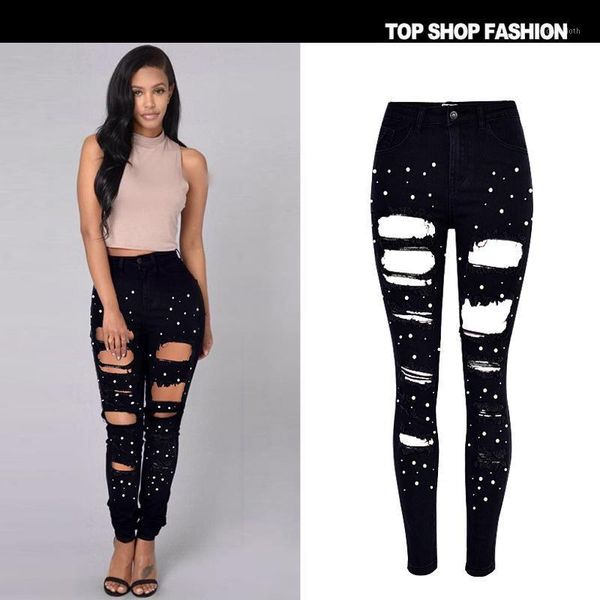 women's jeans trend-setter 2021 summer high waist ripped women black slim denim pants hole skinny trouser, Blue
women's jeans trend-setter 2021 summer high waist ripped women black slim denim pants hole skinny trouser, Blue