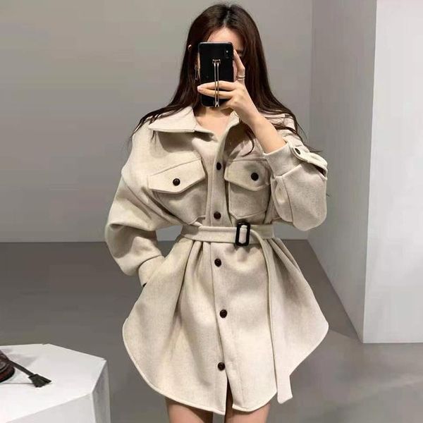 women's wool & blends korean chic autumn temperament lapel single breasted double pocket lace up waist bubble sleeve woolen coat women, Black
women's wool & blends korean chic autumn temperament lapel single breasted double pocket lace up waist bubble sleeve woolen coat women, Black