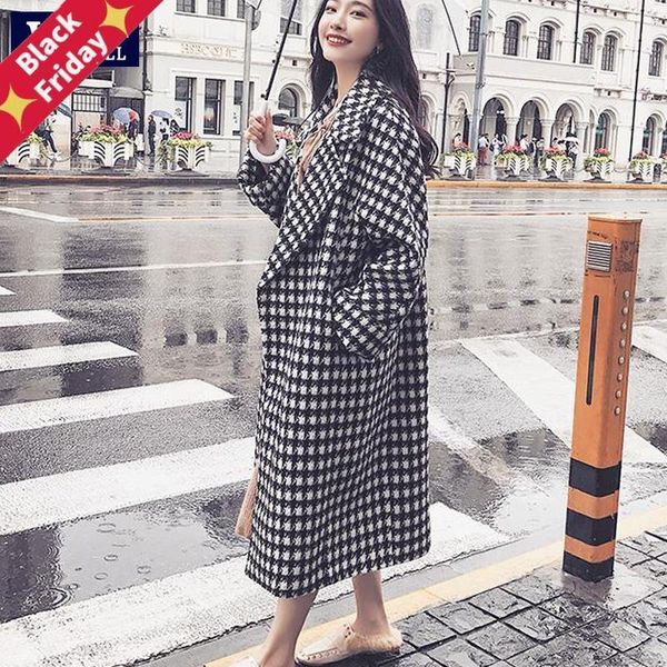 vangull winter plaid women wool coats turn-down collar loose thick long jackets 2021 warm black white outerwear women's & blends
vangull winter plaid women wool coats turn-down collar loose thick long jackets 2021 warm black white outerwear women's & blends