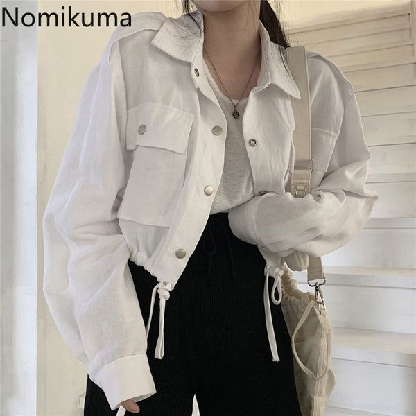 nomikuma drawstring single breasted thin jackets outerwear solid color long sleeve crop women fashion coats lady 3c541 210514, Black;brown
nomikuma drawstring single breasted thin jackets outerwear solid color long sleeve crop women fashion coats lady 3c541 210514, Black;brown