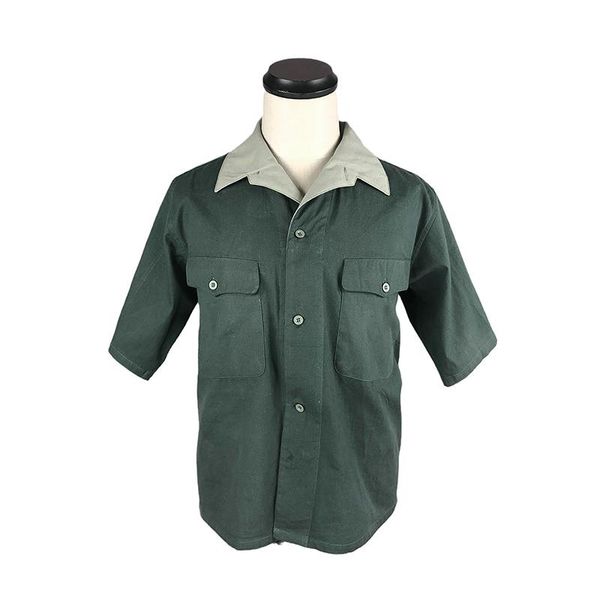 men's dress shirts ija imperial army tropical dark green summer half shirt, White;black