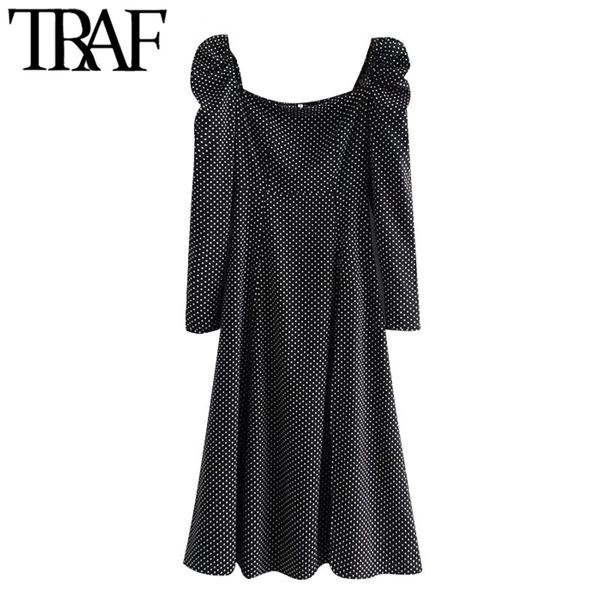 traf women elegant fashion polka dot front slit midi dress vintage puff sleeve black elastic female dresses vestidos 210415, Black;gray
traf women elegant fashion polka dot front slit midi dress vintage puff sleeve black elastic female dresses vestidos 210415, Black;gray